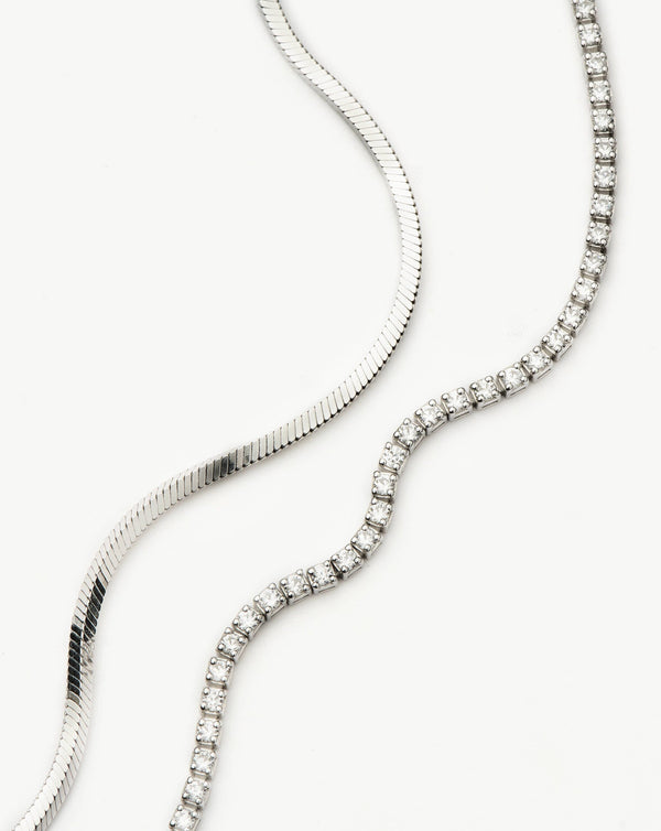 Missoma Classic Tennis & Snake Chain Bracelet Set | Sterling Silver