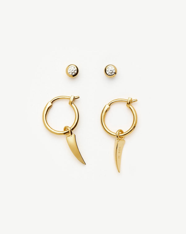 missoma Claw Hoop & Stud Earring Set | 18ct Gold Vermeil