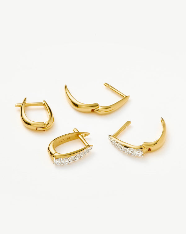 Missoma Claw Pave Huggies Earring Set | Gold/Cubic Zirconia