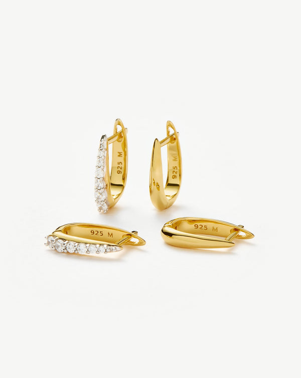 missoma Claw Pave Huggies Earring Set | Gold/Cubic Zirconia