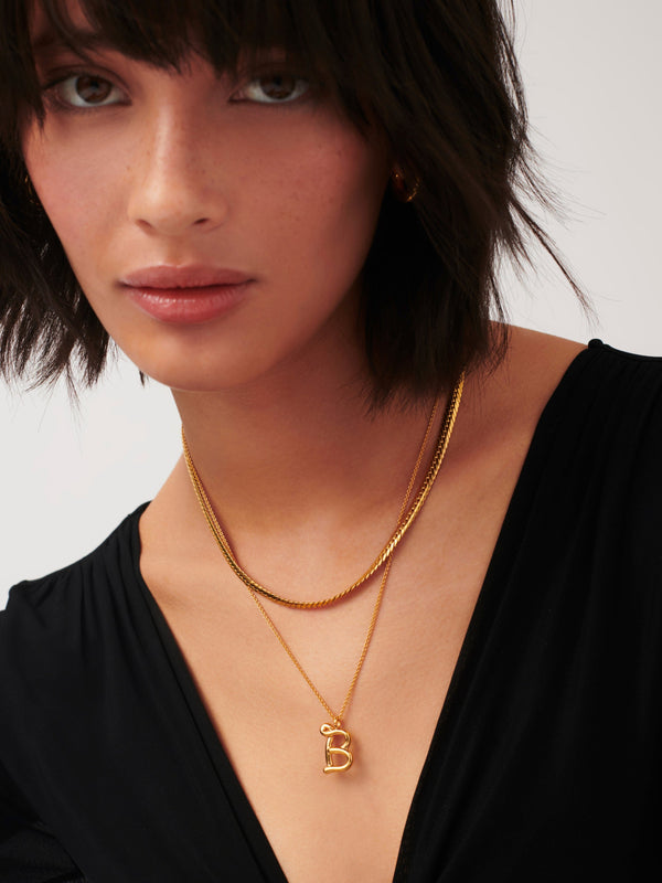 Missoma Curly Molten Initial Pendant Necklace - B | Gold