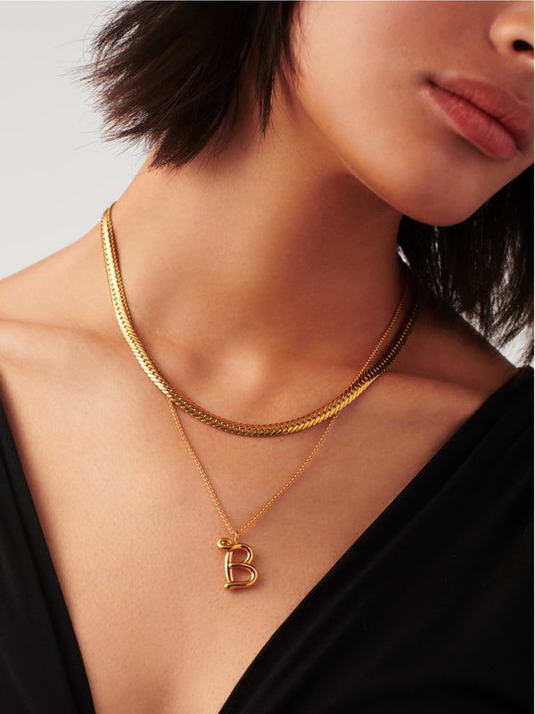 Missoma Curly Molten Initial Pendant Necklace - B | Gold