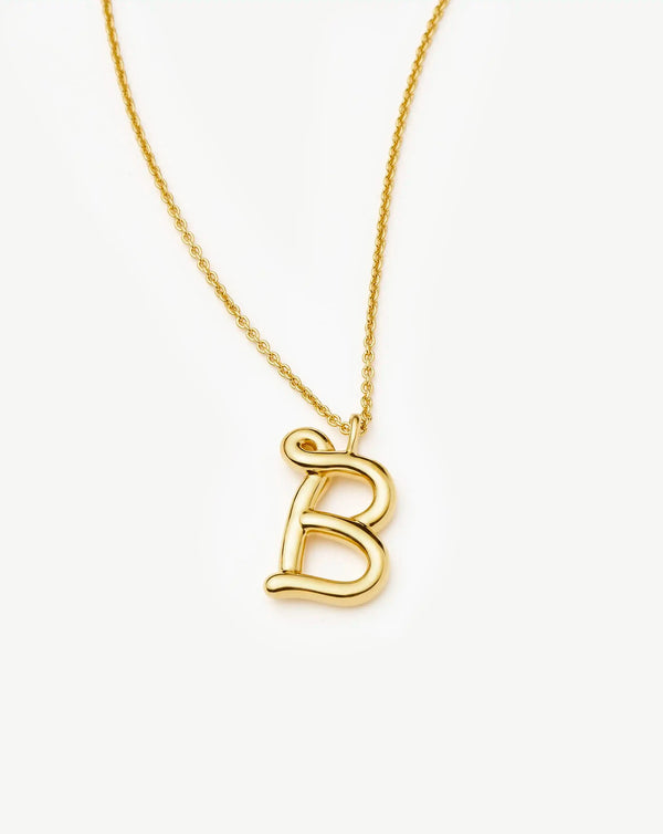 Missoma Curly Molten Initial Pendant Necklace - B | Gold