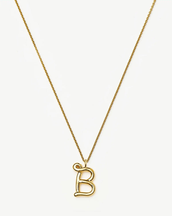 missoma Curly Molten Initial Pendant Necklace - B | Gold