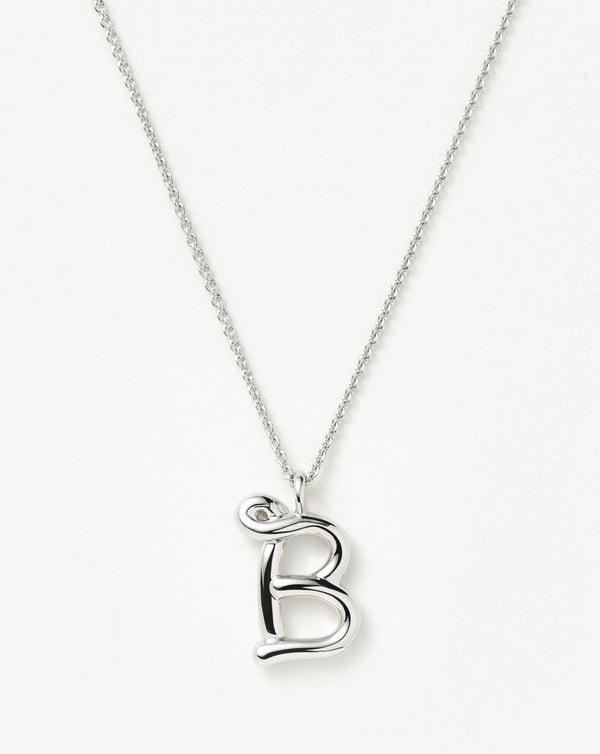 missoma Curly Molten Initial Pendant Necklace - B | Sterling Silver