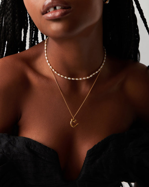 Missoma Curly Molten Initial Pendant Necklace - C | Gold