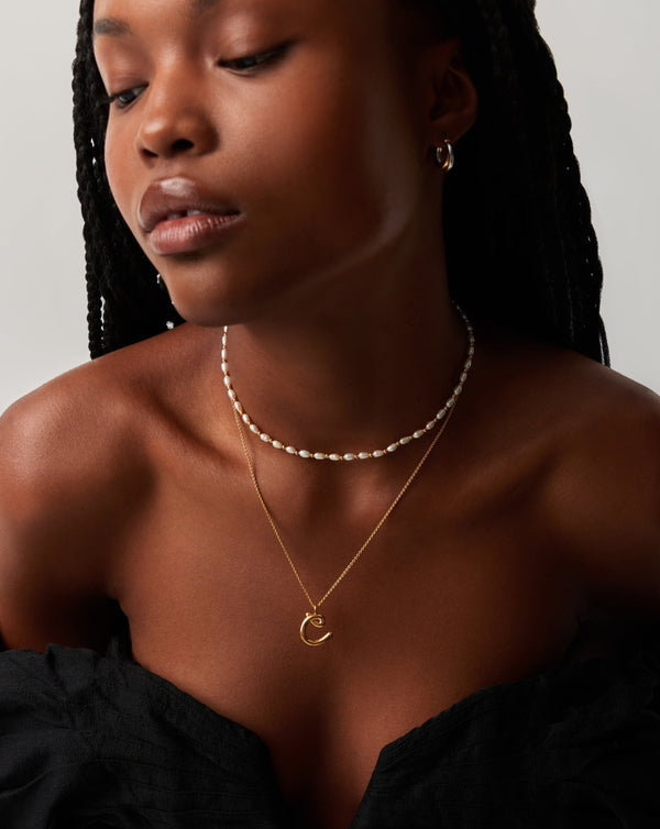 Missoma Curly Molten Initial Pendant Necklace - C | Gold