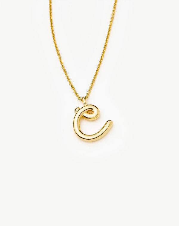 Missoma Curly Molten Initial Pendant Necklace - C | Gold