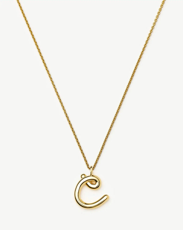 missoma Curly Molten Initial Pendant Necklace - C | Gold