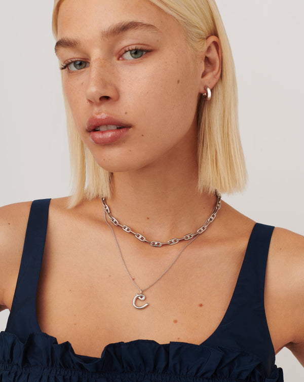 Missoma Curly Molten Initial Pendant Necklace - C | Sterling Silver