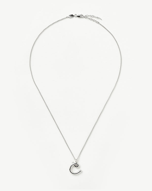 Missoma Curly Molten Initial Pendant Necklace - C | Sterling Silver