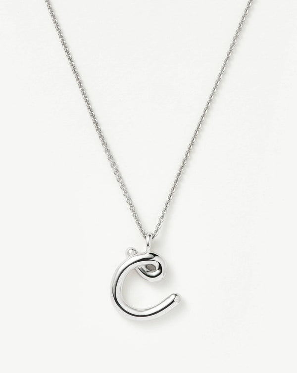 missoma Curly Molten Initial Pendant Necklace - C | Sterling Silver