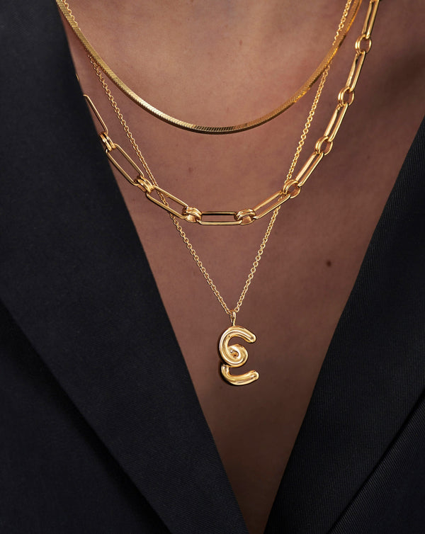 Missoma Curly Molten Initial Pendant Necklace - E | Gold