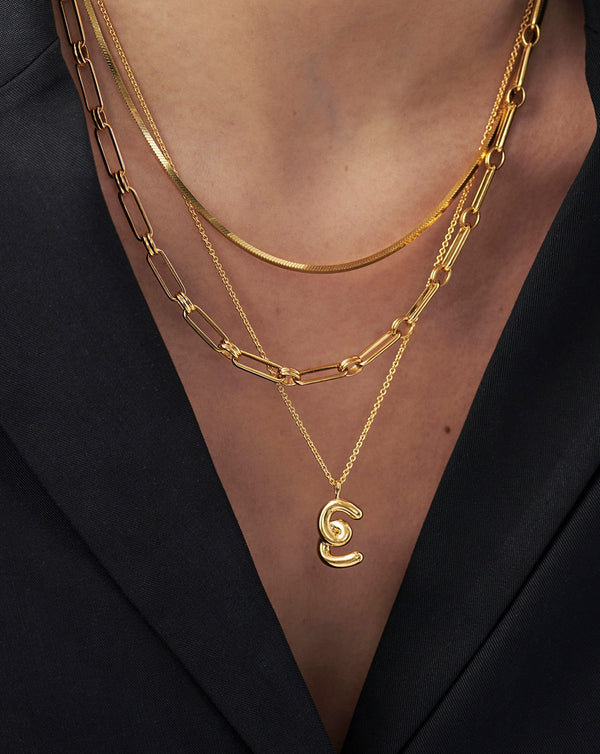 Missoma Curly Molten Initial Pendant Necklace - E | Gold