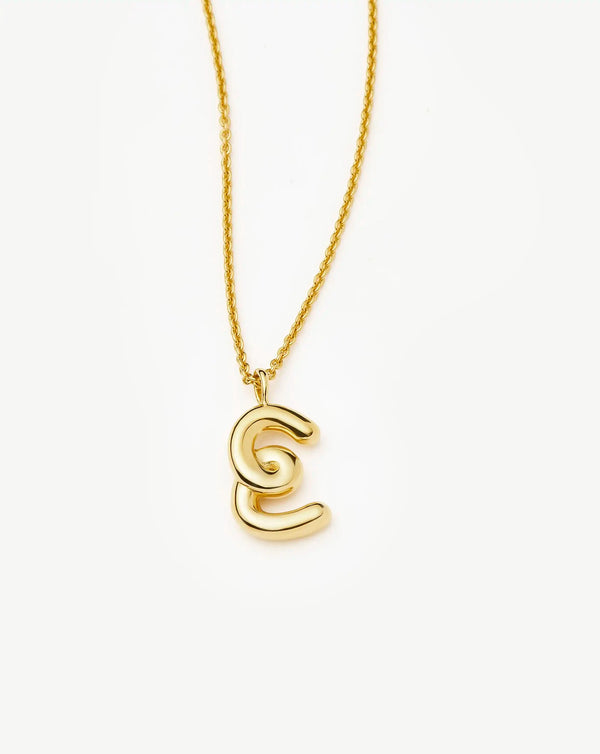 Missoma Curly Molten Initial Pendant Necklace - E | Gold