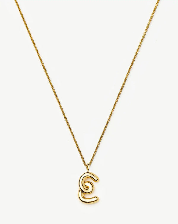 missoma Curly Molten Initial Pendant Necklace - E | Gold