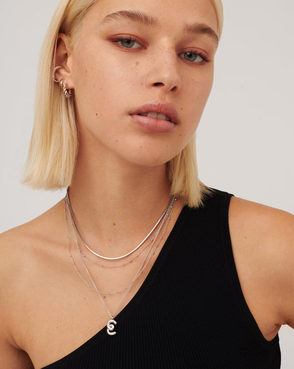 Missoma Curly Molten Initial Pendant Necklace - E | Sterling Silver