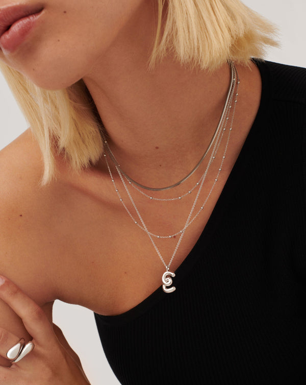 Missoma Curly Molten Initial Pendant Necklace - E | Sterling Silver