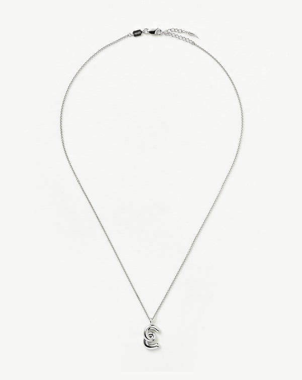 Missoma Curly Molten Initial Pendant Necklace - E | Sterling Silver
