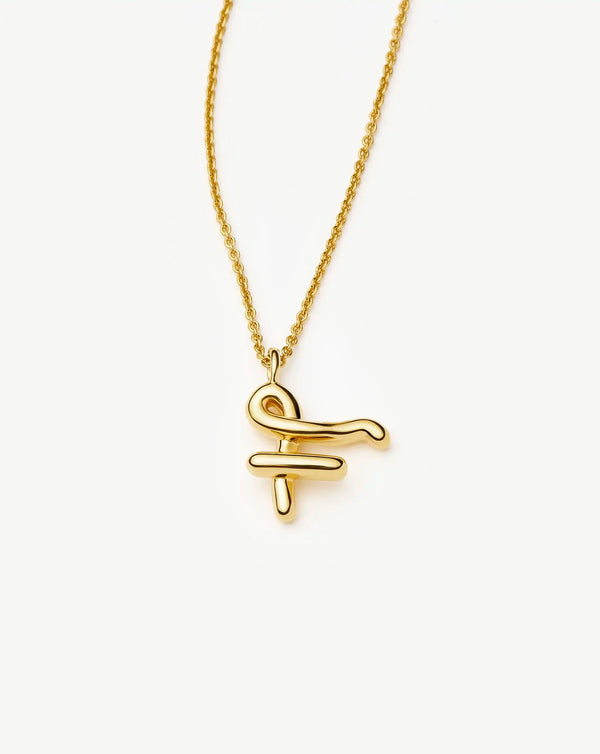 Missoma Curly Molten Initial Pendant Necklace - F | Gold
