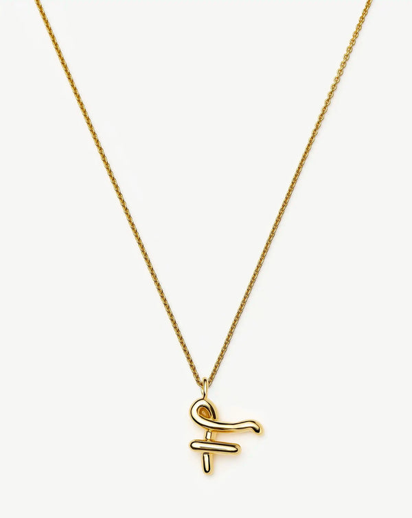 missoma Curly Molten Initial Pendant Necklace - F | Gold