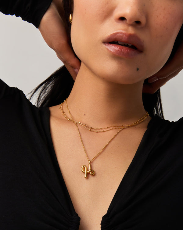 Missoma Curly Molten Initial Pendant Necklace - H | Gold