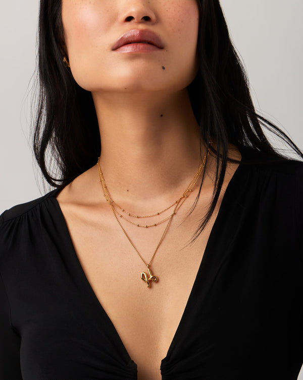 Missoma Curly Molten Initial Pendant Necklace - H | Gold