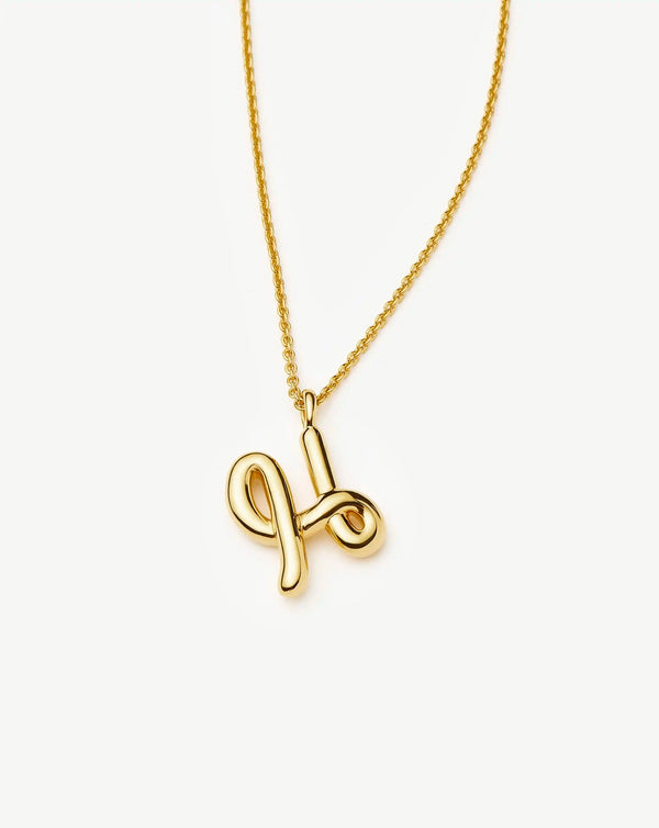 Missoma Curly Molten Initial Pendant Necklace - H | Gold