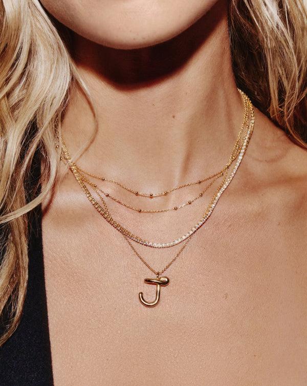Missoma Curly Molten Initial Pendant Necklace - J | Gold