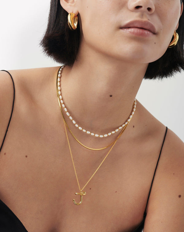 Missoma Curly Molten Initial Pendant Necklace - J | Gold