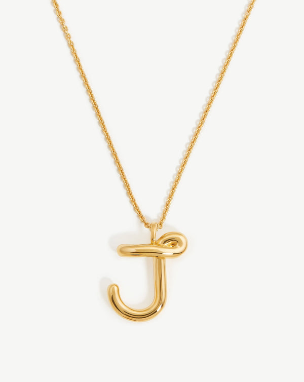 missoma Curly Molten Initial Pendant Necklace - J | Gold