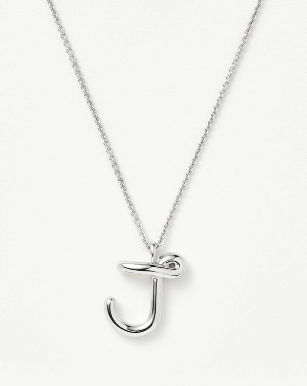 missoma Curly Molten Initial Pendant Necklace - J | Sterling Silver