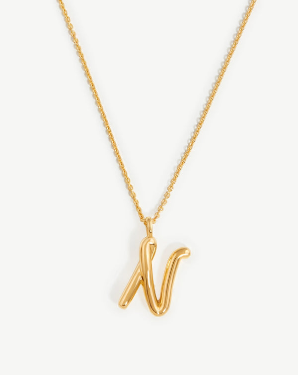 missoma Curly Molten Initial Pendant Necklace - N | Gold