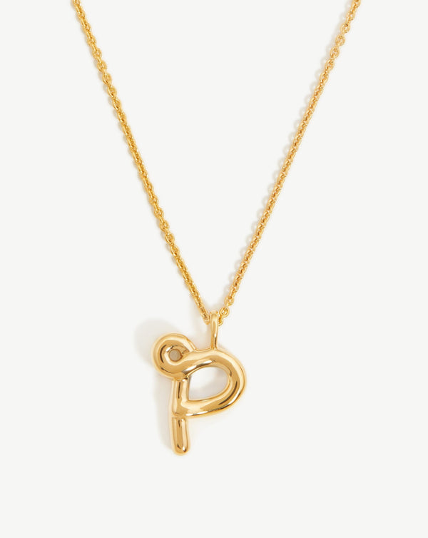 missoma Curly Molten Initial Pendant Necklace - P | Gold