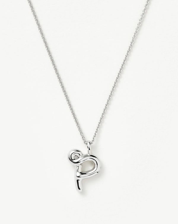 missoma Curly Molten Initial Pendant Necklace - P | Sterling Silver
