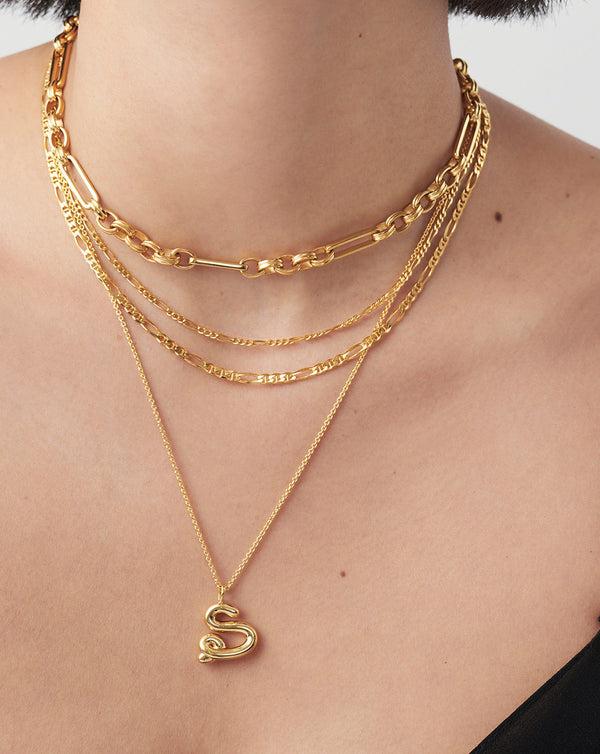 Missoma Curly Molten Initial Pendant Necklace - S | Gold