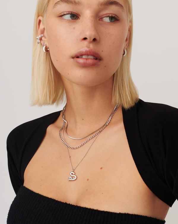 Missoma Curly Molten Initial Pendant Necklace - S | Sterling Silver