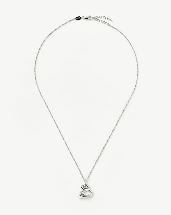 Missoma Curly Molten Initial Pendant Necklace - S | Sterling Silver