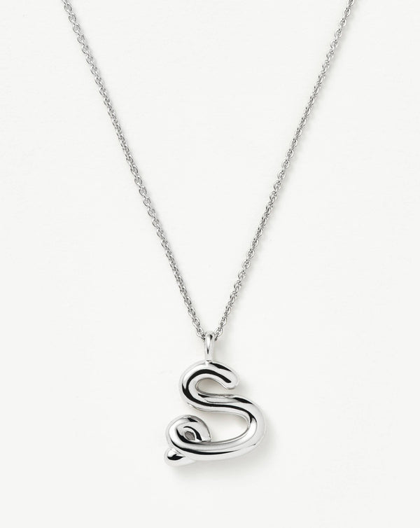 missoma Curly Molten Initial Pendant Necklace - S | Sterling Silver