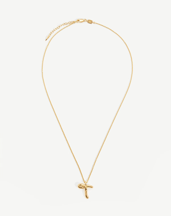 Missoma Curly Molten Initial Pendant Necklace - T | Gold