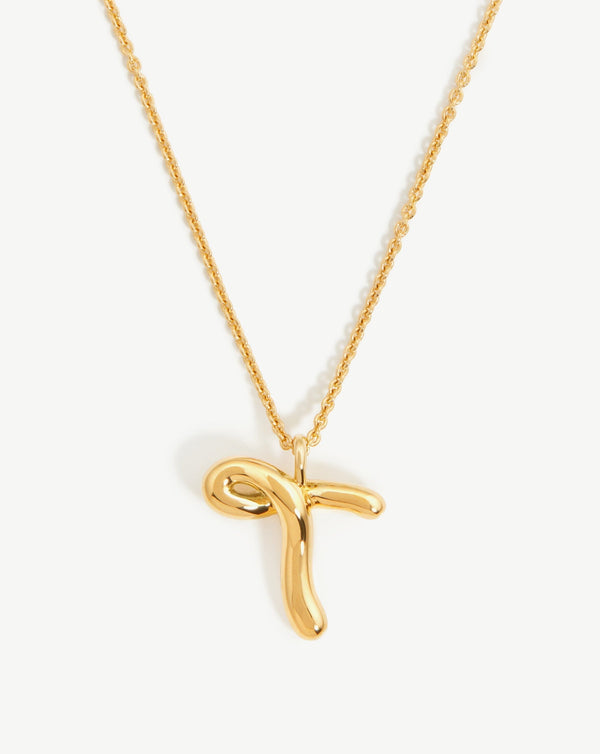 missoma Curly Molten Initial Pendant Necklace - T | Gold
