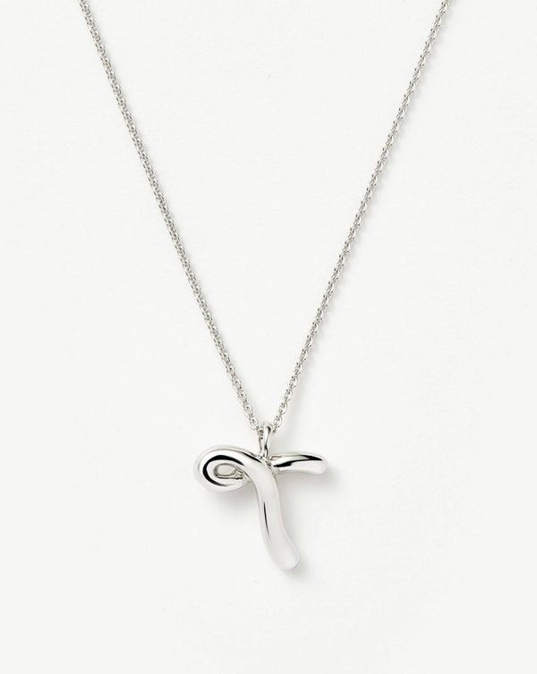 missoma Curly Molten Initial Pendant Necklace - T | Sterling Silver