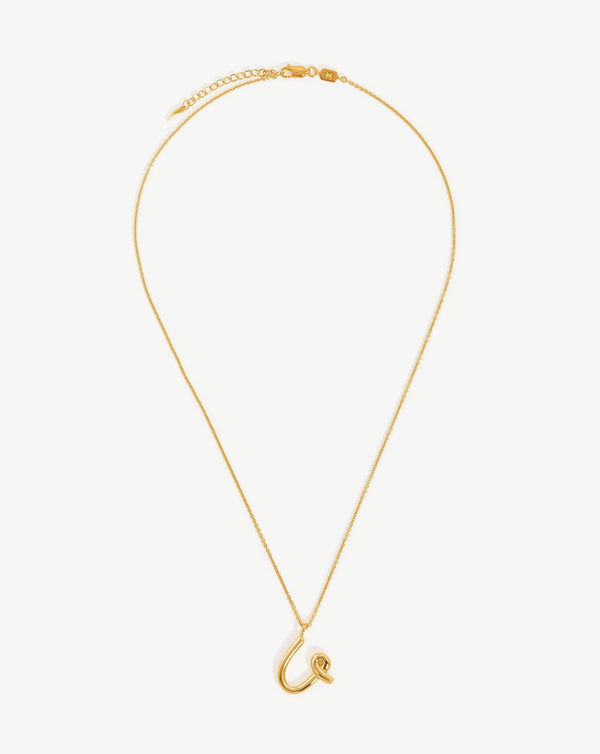 Missoma Curly Molten Initial Pendant Necklace - U | Gold