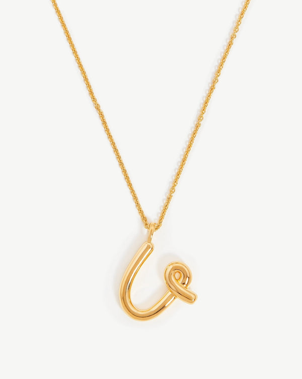 missoma Curly Molten Initial Pendant Necklace - U | Gold