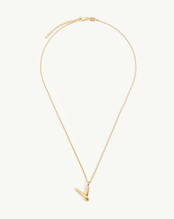 Missoma Curly Molten Initial Pendant Necklace - V | Gold