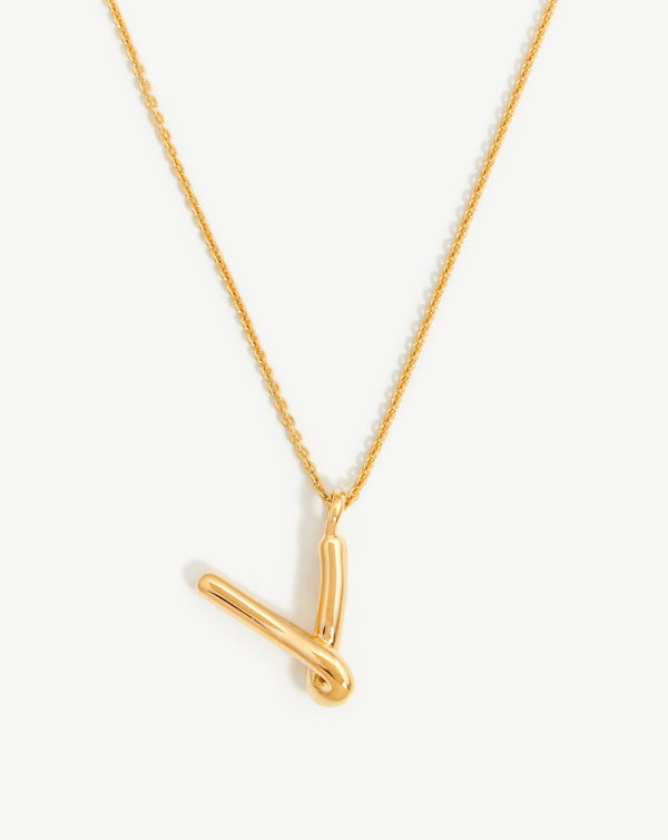 missoma Curly Molten Initial Pendant Necklace - V | Gold