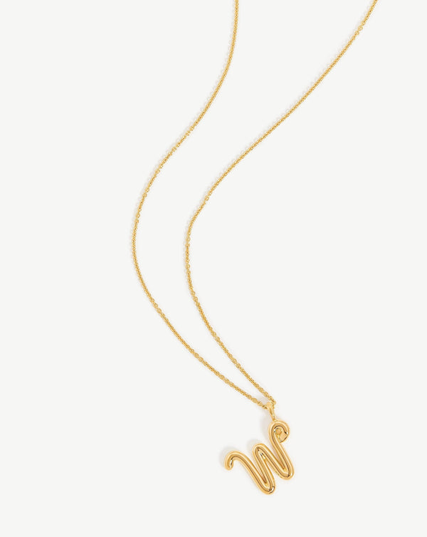 Missoma Curly Molten Initial Pendant Necklace - W | Gold