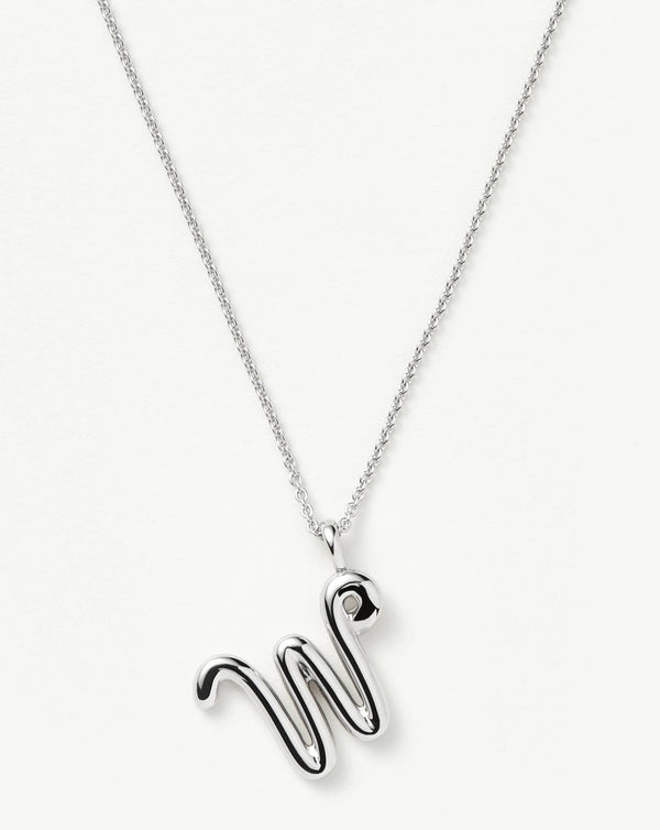 missoma Curly Molten Initial Pendant Necklace - W | Sterling Silver