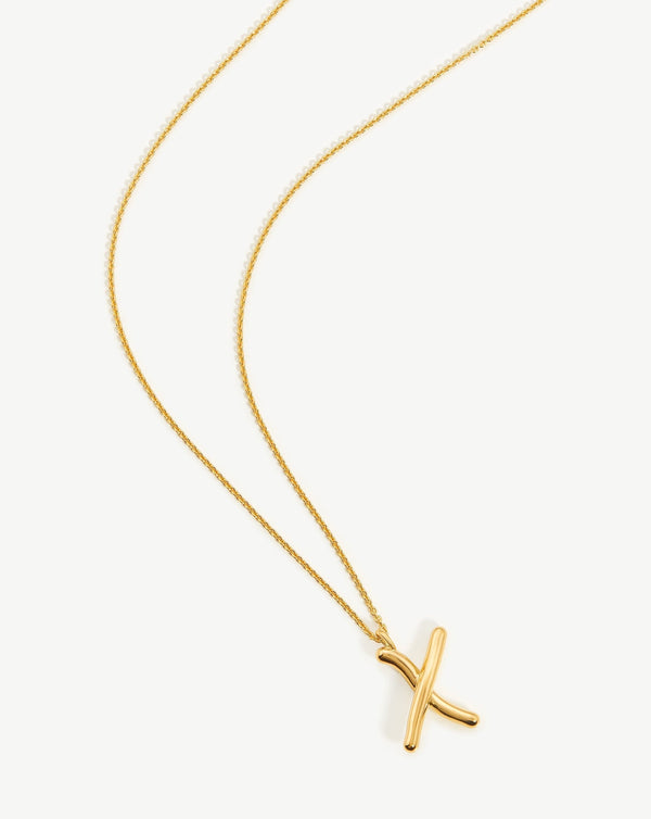 Missoma Curly Molten Initial Pendant Necklace - X | Gold