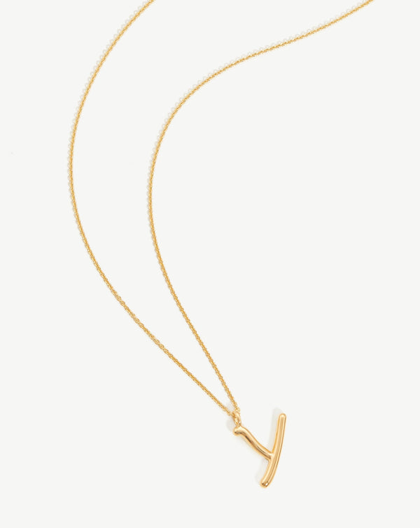 Missoma Curly Molten Initial Pendant Necklace - Y | Gold